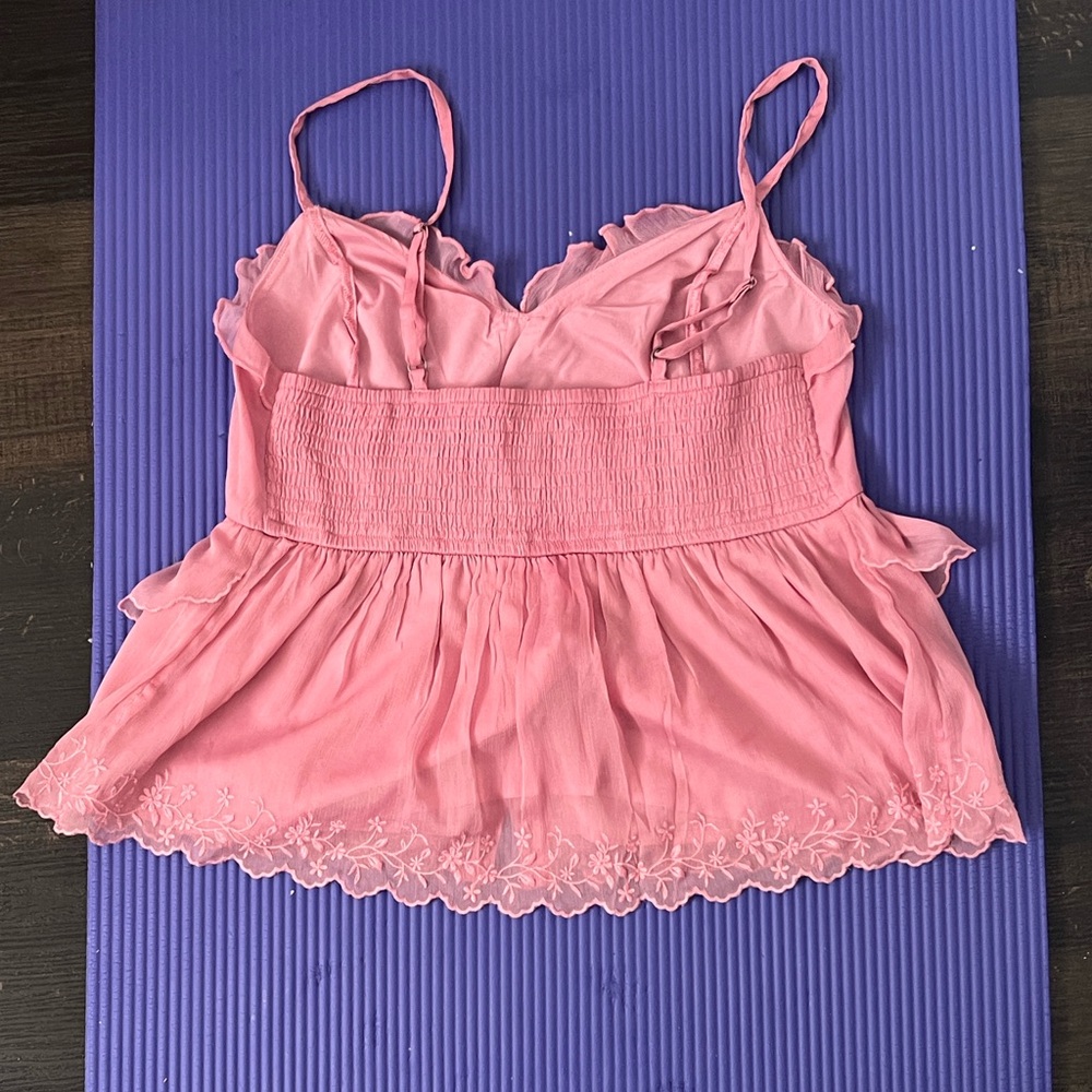 Hollister Pink Ruffled Button-Front Cami Top - Picture 4 of 4